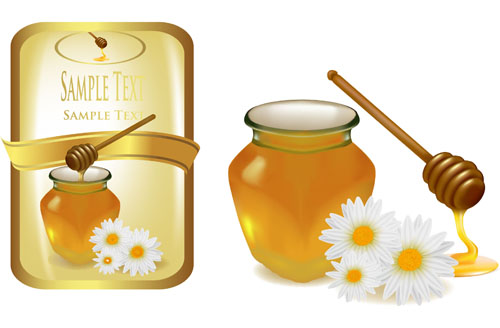 Elements of Honey and Bees vector set 03