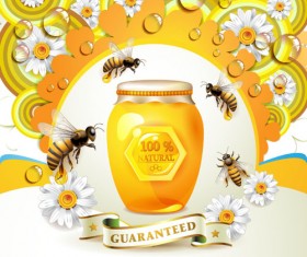 Elements of Honey and Bees vector set 04