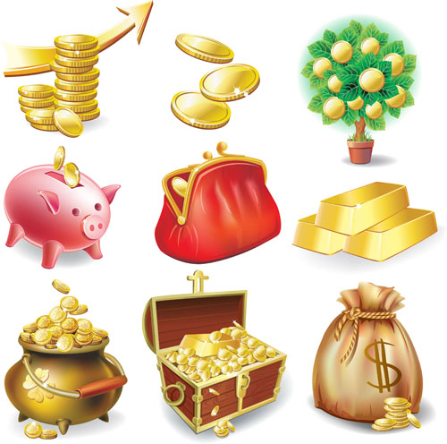 Set vector of financial elements icon 03