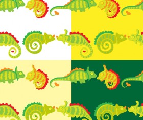 Set of vivid Cute Chameleon vector 04