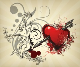 Angel and love elements vector background 01