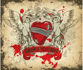 Angel and love elements vector background 02