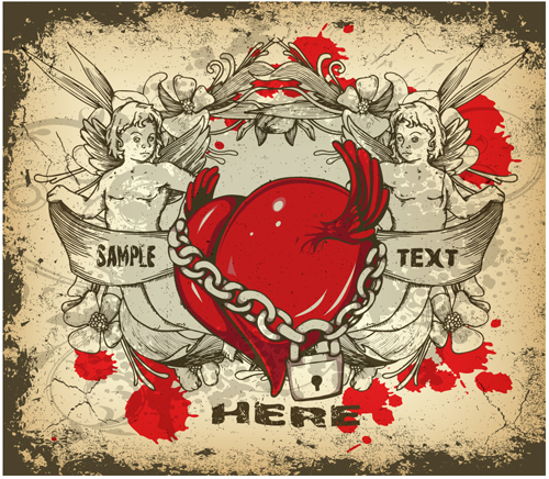 Angel and love elements vector background 03