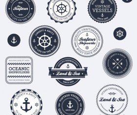 Set of Nautical labels vector 01