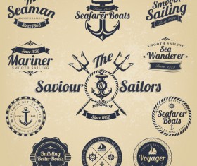 Set of Nautical labels vector 02