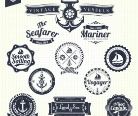 Set of Nautical labels vector 03