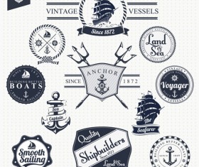 Set of Nautical labels vector 04