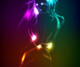 Stylish Neon woman vector art 01