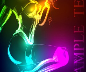Stylish Neon woman vector art 02