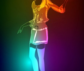 Stylish Neon woman vector art 03