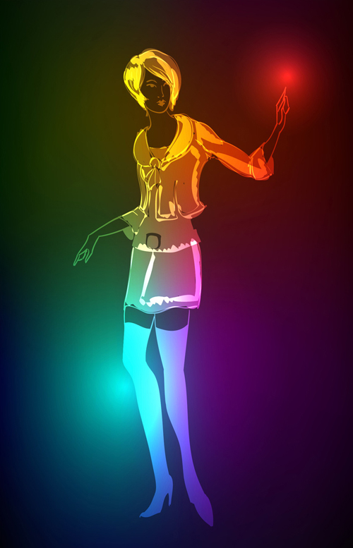 Stylish Neon woman vector art 03