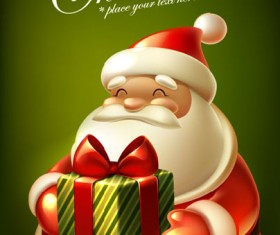 Cute Christmas elements cards vector 02