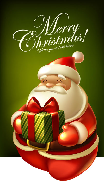 Cute Christmas elements cards vector 02