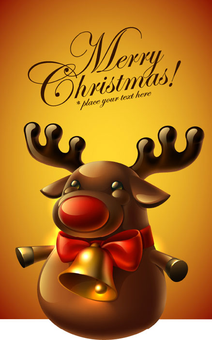Cute Christmas elements cards vector 03