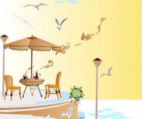 Set of street cafe vector 02