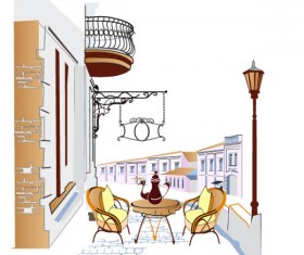 Set of street cafe vector 04