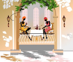 Set of street cafe vector 05