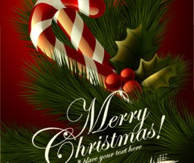 Cute Christmas elements cards vector 04