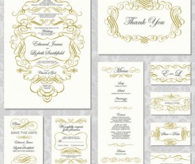 Elements of Vintage lace cards vector 01