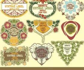 Set of vintage items label art vector 01
