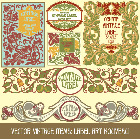 Set of vintage items label art vector 02