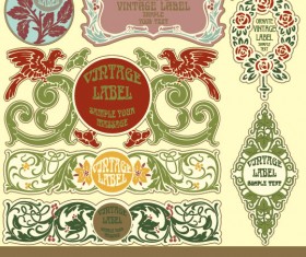 Set of vintage items label art vector 04