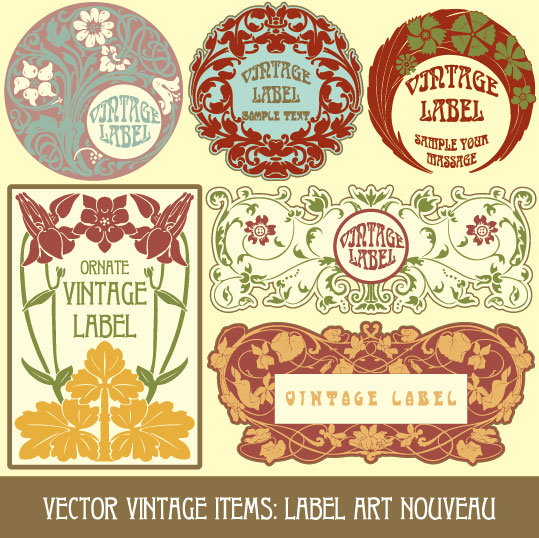 Set of vintage items label art vector 05