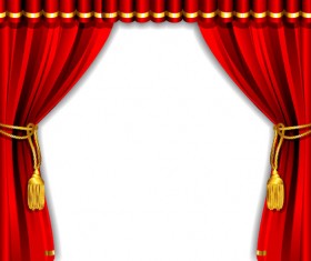 Red curtain elements vector background 01