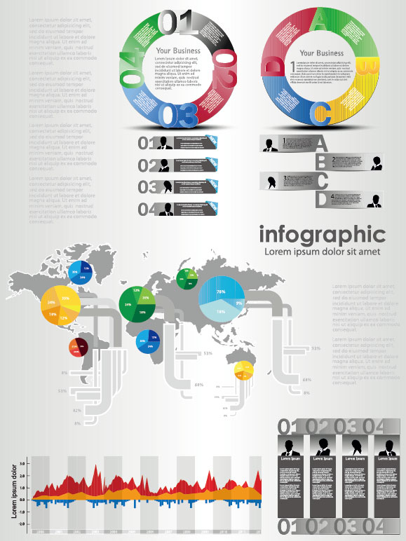 Set of chart and Infographics design elements vector 03