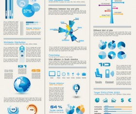 Set of chart and Infographics design elements vector 04