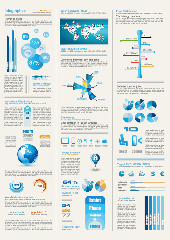 Set of chart and Infographics design elements vector 04