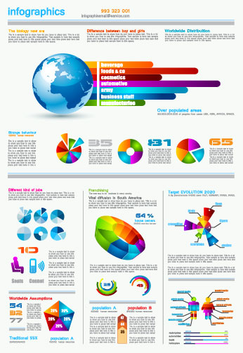 Set of chart and Infographics design elements vector 05