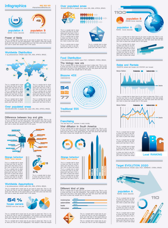 Set of chart and Infographics design elements vector 06