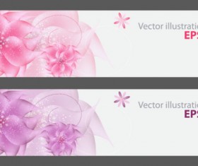 Set of Vivid Shiny Floral vector banner
