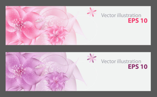 Set of Vivid Shiny Floral vector banner