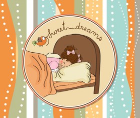 cute cartoon baby cards vector graphics 01