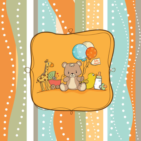 cute cartoon baby cards vector graphics 02