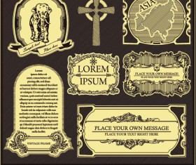 Retro Earth,continents and islands labels vector 02