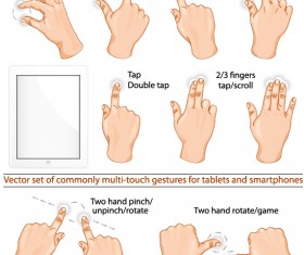 Various multi-touch gestures for tablets and smartphones vector 01