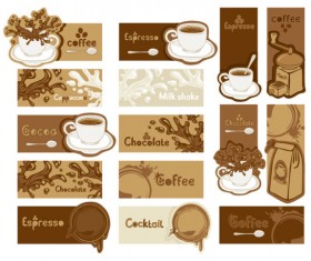 coffee and chocolate elements cards vector