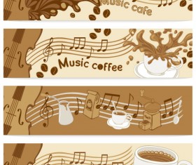 coffee and music elements banner vector