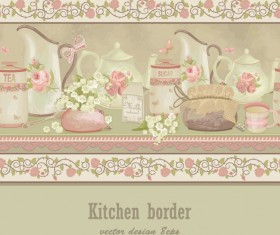 Set of kitchen border vector design elements