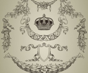 Elements of Retro Decoration Pattern Borders vector 02