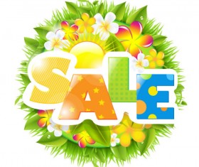 Sale elements in the summer vector graphics 02