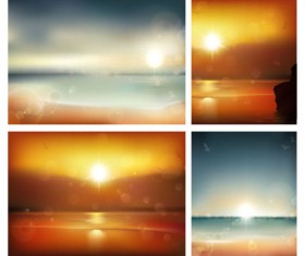 Sunrise At sea background vector graphics 01