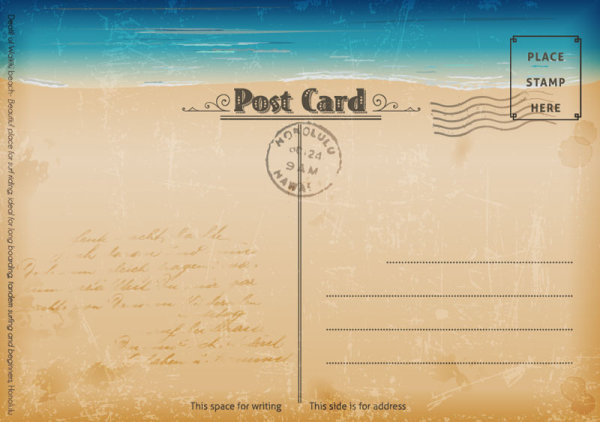 Vintage sea elements Post card vector