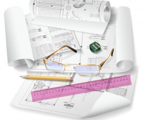 Architecture drawings design elements vector graphics 03