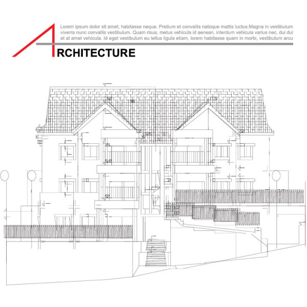 Architecture drawings design elements vector graphics 04