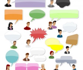 Cartoon People and Speech Bubbles vector Graphics 01