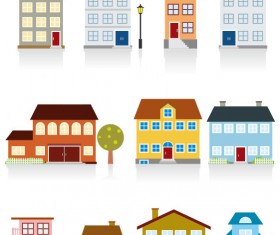 Different cartoon Houses elements vector 02